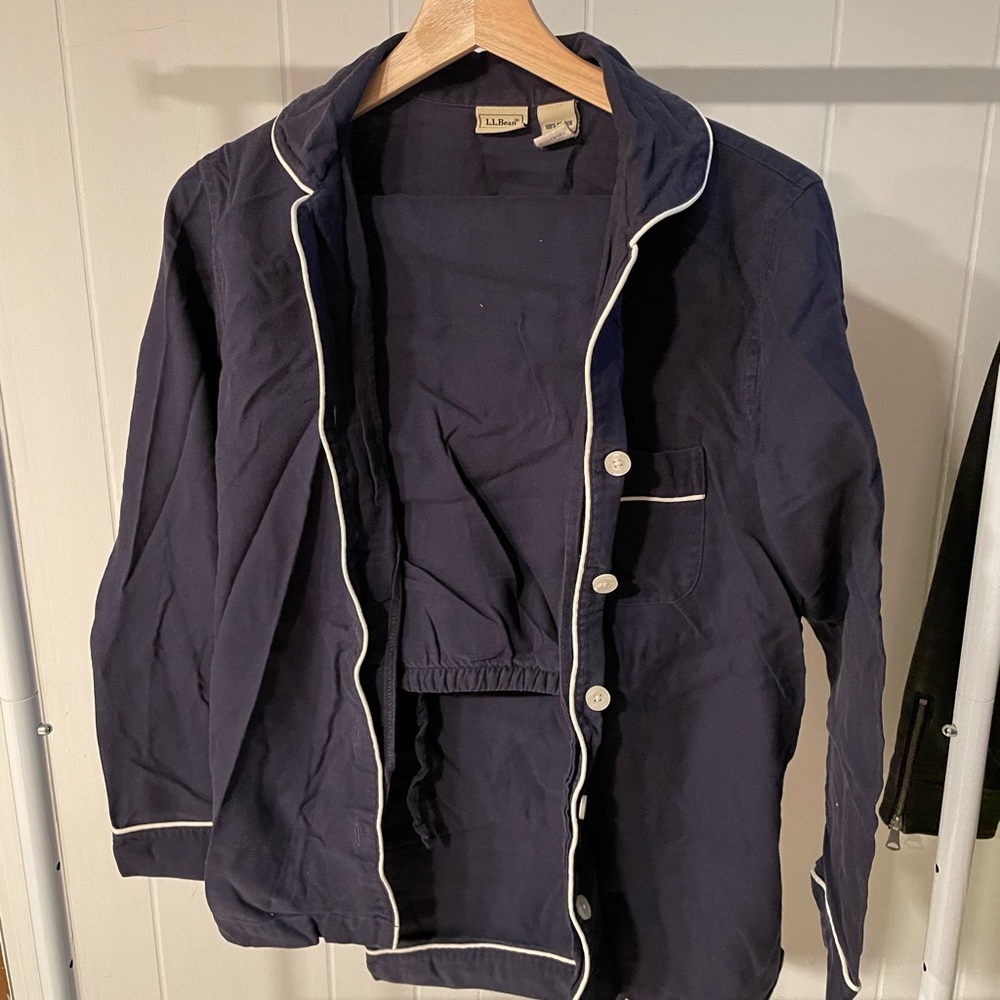 Navy Blue Long Sleeve LL Bean Pajama Set